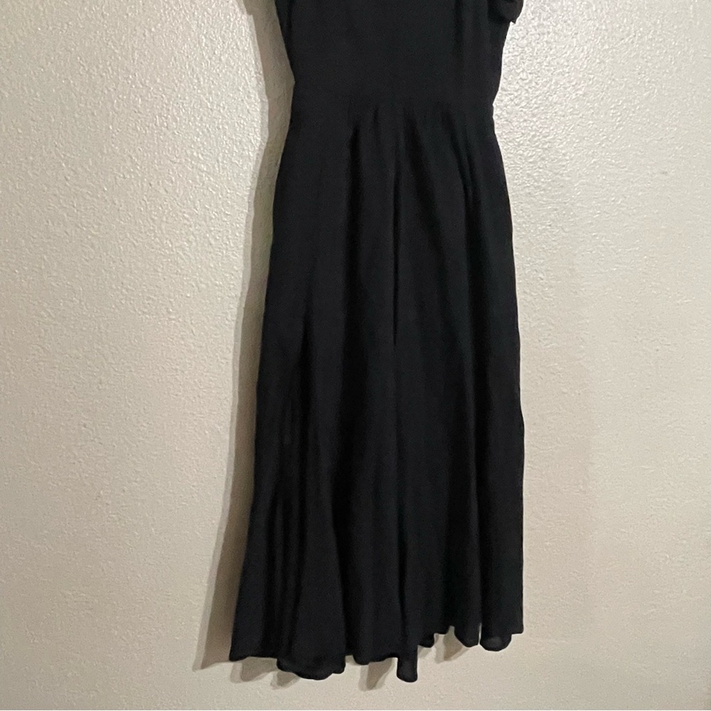 Reformation‎ Selma Black Ruffle-Trim Midi Dress with Side Slit - Picture 14 of 16